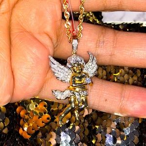 Real diamond angel pendant, not CZ not moissanite genuine diamond best gift ever